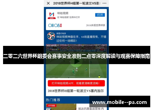 二零二六世界杯组委会赛事安全准则二点零深度解读与观赛保障指南